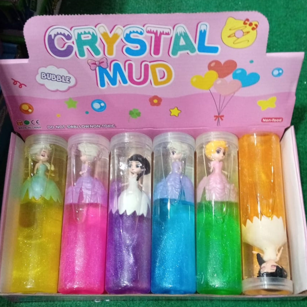 Character Crystal Mud Slime Set – Vibrant Glitter Slime with Surprise Princess Dolls (Pack of 6)