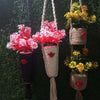 Handmade Jute-Wrapped Wall Hanging Planters – Rustic Boho Vertical Garden Decor with Artificial Flowers