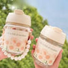 Aesthetic Floral Glass Tumbler with Elegant Pearl Carrying Strap