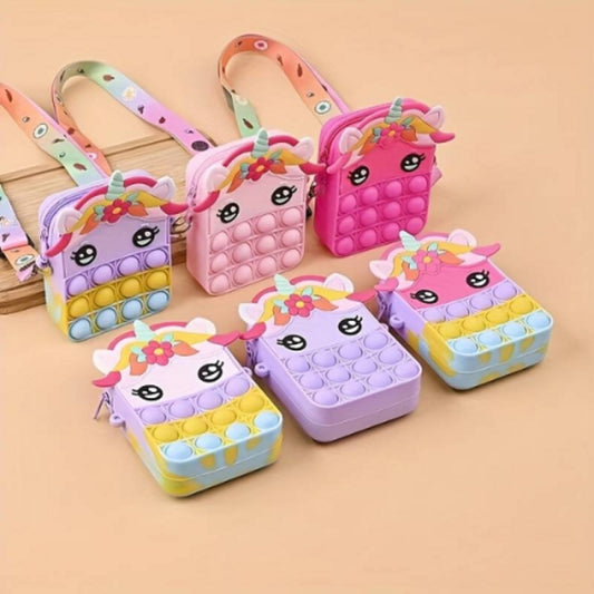 Kids Pop It Push Fidget Unicorn Crossbody Gilrs Bag