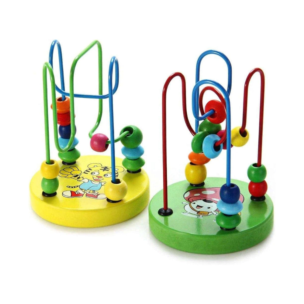 Mini Traffic Around The Beads Wire Maze Educational Game Wooden Toy, Mathematic Beads Roller Coaster Early Learning Educational Montessori toy