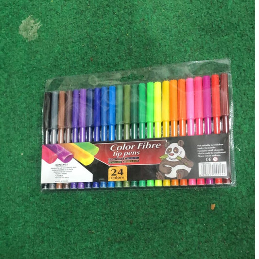 24 Premium Fiber Tip Color Pens Set – Vibrant Washable Markers for Sketching, Coloring & School Projects
