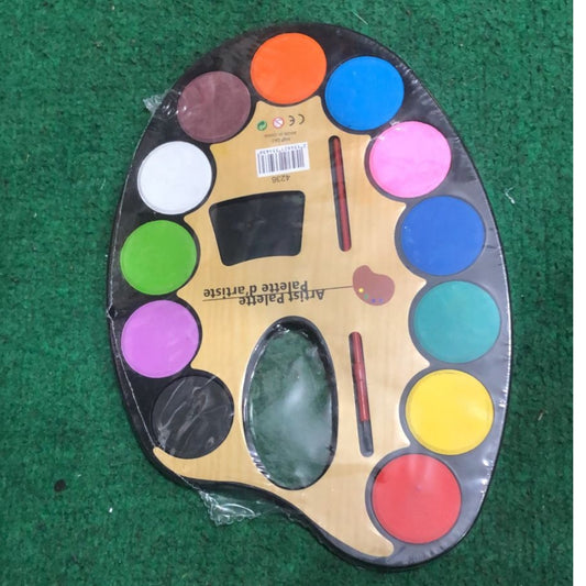 12-Color Artist Watercolor Palette Set – Kids Painting Kit with Brush for School Art & Creative Projects