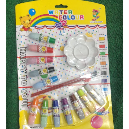 12-Color Premium Water Color Tube Set – Includes Palette & Brushes for Kids, Students, and Budding Artists